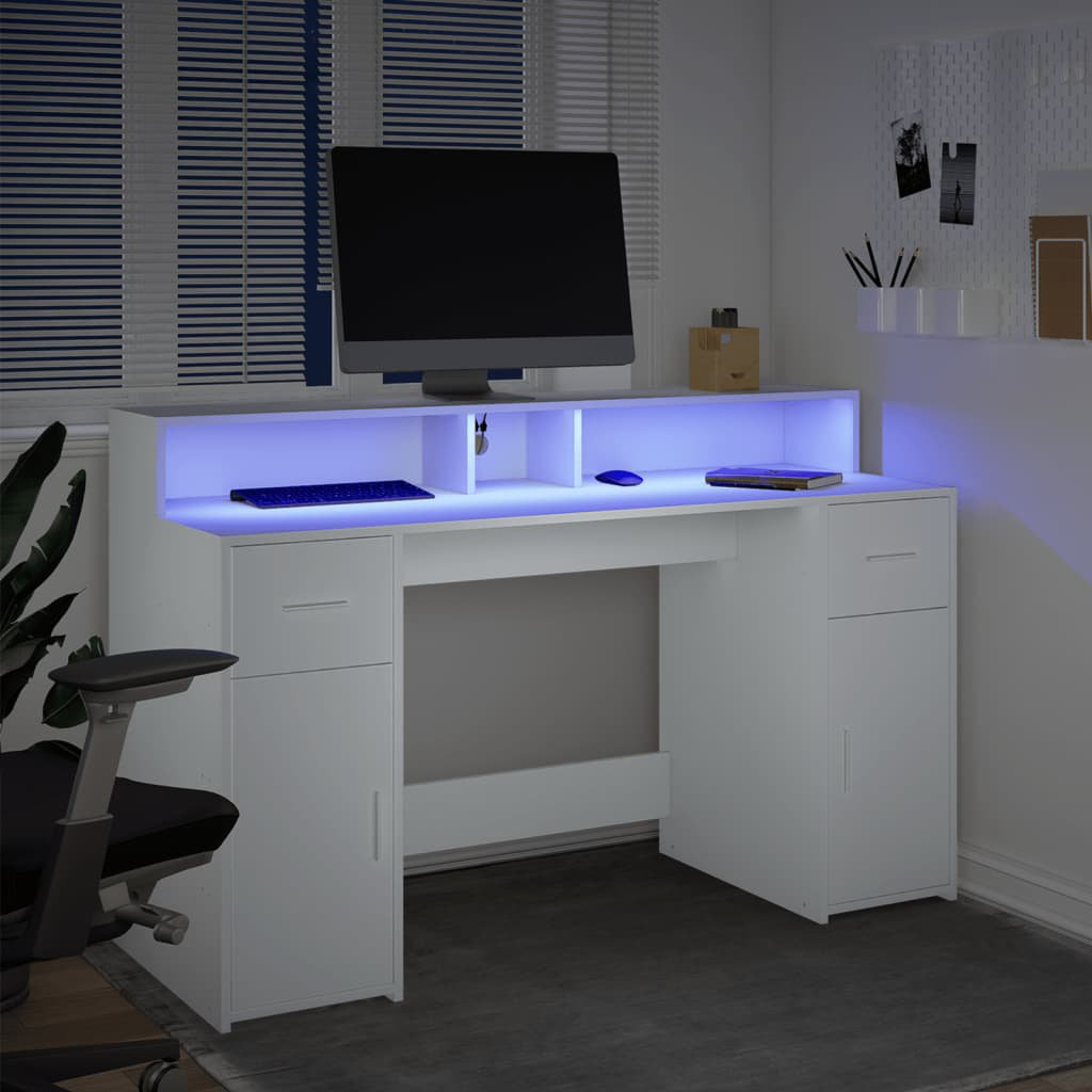 DEvidaxl Rectangular Computer Desk White 91cm H x 140cm W x 55cm D